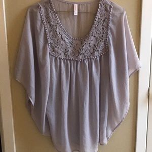 Lavender Blouse with Lace scoop neck